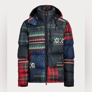 NEW! Polo Ralph Lauren Gorham Down Hooded Puffer Jacket Madras Patchwork Men Med